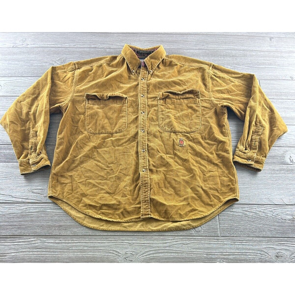 Vintage Tommy Hilfiger Men’s Large LS Corduroy Button Shirt Brown Size Large - Picture 1 of 8
